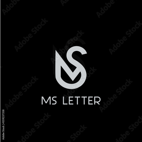 MS letter minimalistic logo. MS initial logo. M and S monochrome swan-shaped logo.