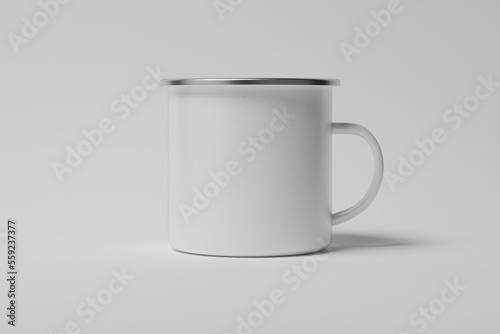 Billede på lærred Clean white tourist enamel mug. Suitable for mockups