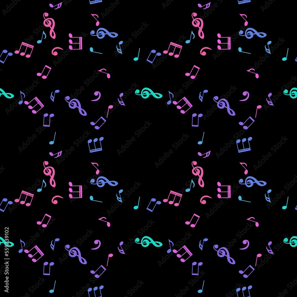 Cartoon seamless music notes pattern for wrapping paper and kids clothes print and fabrics and linens