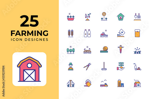 Farming Icons Set vector design