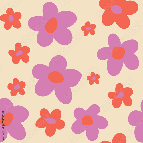 colorful abstract flower seamless pattern, y2k background