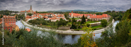 Panoramic view of the medieval town of Český Krumlov, Czechia..