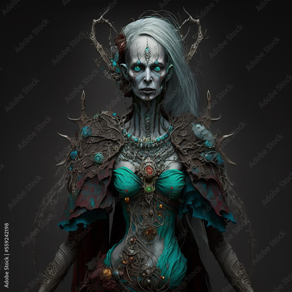 Scary Fantasy Gothic Elf on black background Scary Fantasy Gothic Elf on black background