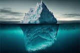 Digital illustration of an iceberg in the ocean. AI