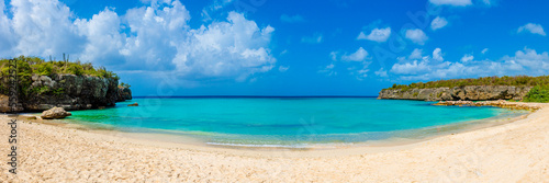 Tropical Caribbean island panorama of  Daaibooi Beach in Curacao