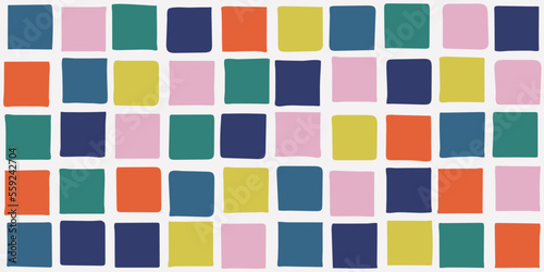 Colorful and minimal mosaic cube tile. Texture multicolored for print and stylish illustration. Seamless vector cube tile pattern.