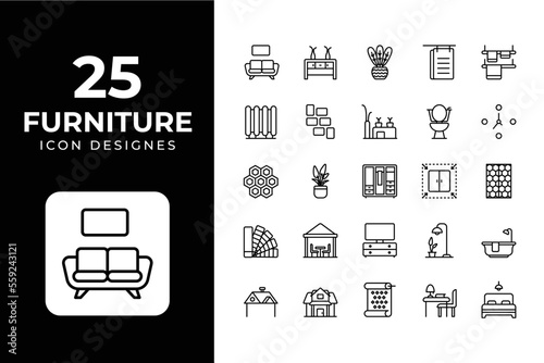 Furniture Icons Set vector design