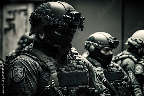 Tactical police unit. Generative AI © Sunshower Shots