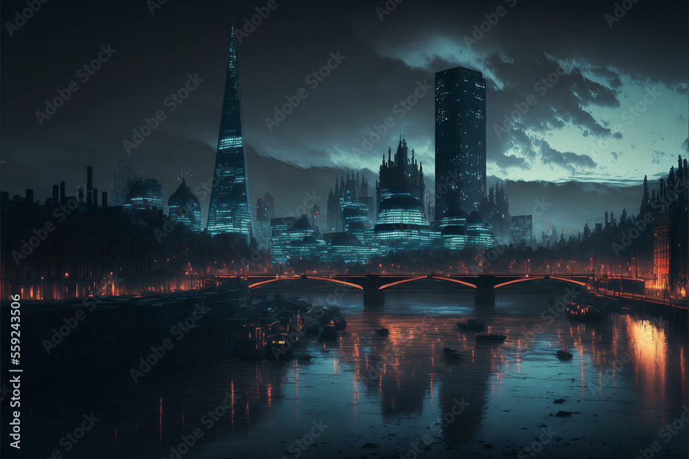 London nighttime cityscape