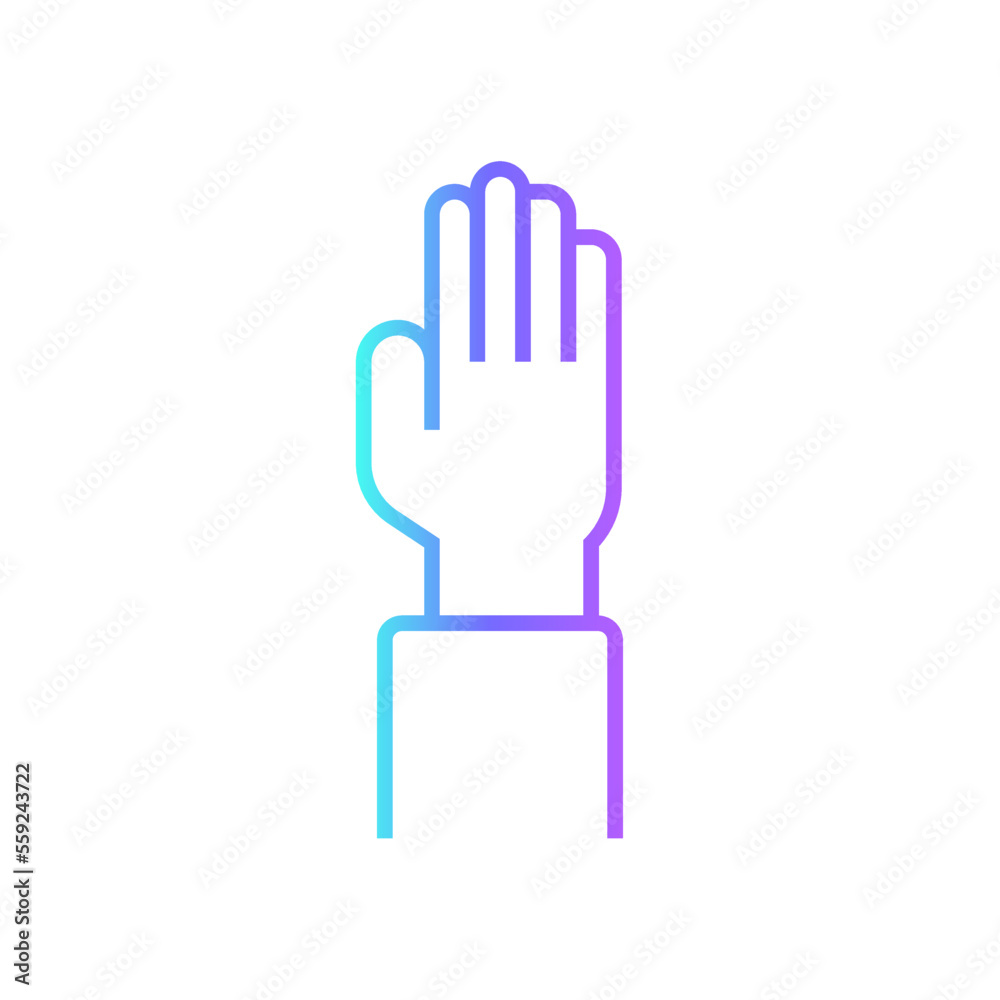 Raised Hand Business people icons with blue gradient outline style Raised Hand Business people icons with blue gradient outline style