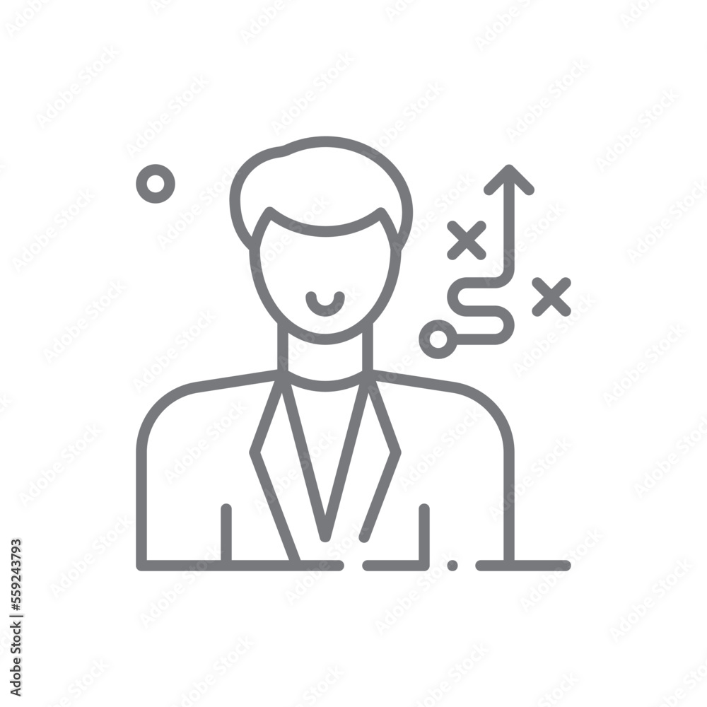 Strategy Business people icons with black outline style