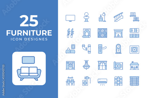 Furniture Icons Set vector design