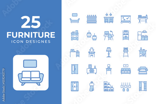 Furniture Icons Set vector design