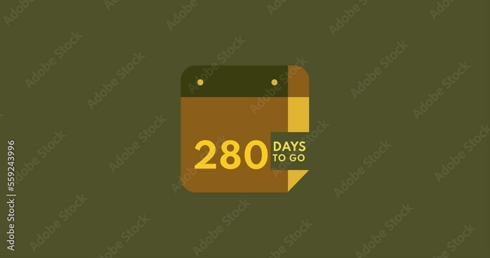 280 days to go calendar icon, 280 days countdown modern animation, Countdown left days 280 days to go calendar icon, 280 days countdown modern animation, Countdown left days