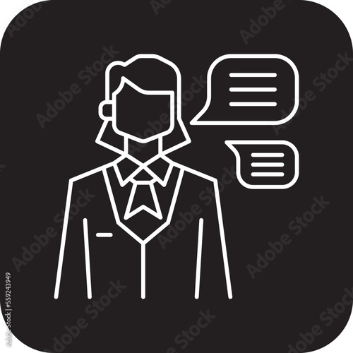 PUBLIC RELATION Business people icons with black filled line style