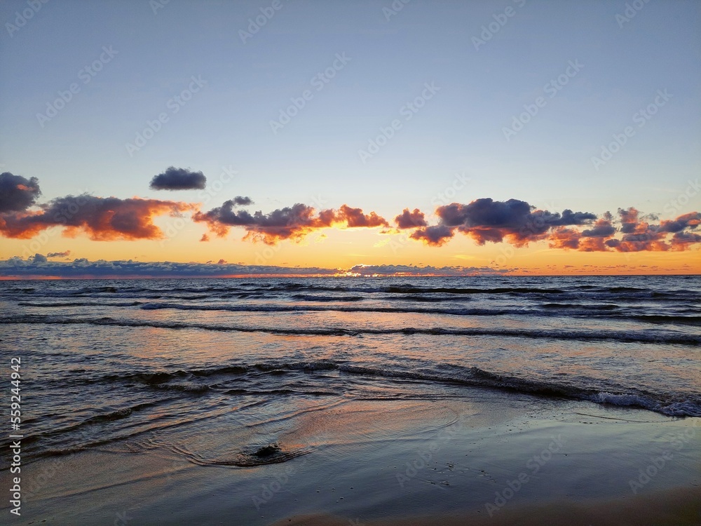 Fototapeta premium sunset over the river