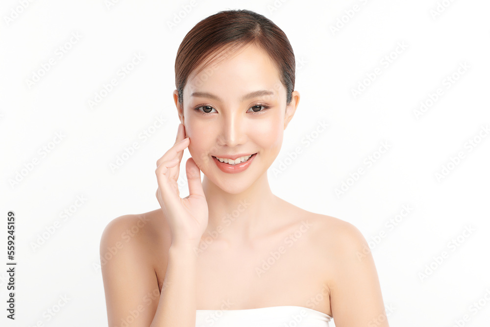 Beautiful young asian woman with clean fresh skin on white background, Face care, Facial treatment, Cosmetology, beauty and spa, Asian women portrait. Beautiful young asian woman with clean fresh skin on white background, Face care, Facial treatment, Cosmetology, beauty and spa, Asian women portrait.