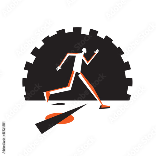  person running fast - constructive design template.
