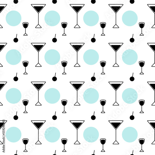 Seamless pattern icons in the form glasses and spots in trendy colors on a transparent background.