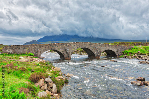 The historic bridge at Sligachan, Isle of Skye, Inner Hebrides, Scotland photo