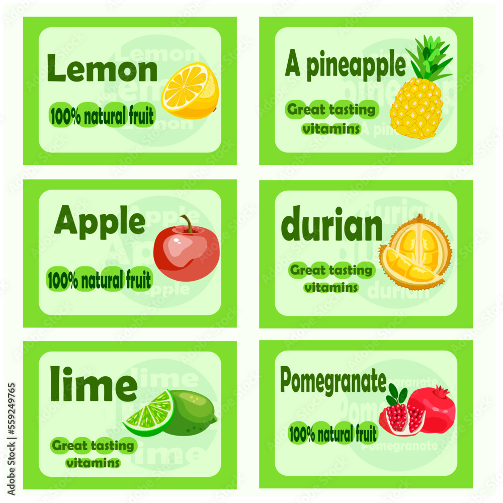 Labels lemon pineapple durian pomegranate lime apple Labels lemon pineapple durian pomegranate lime apple