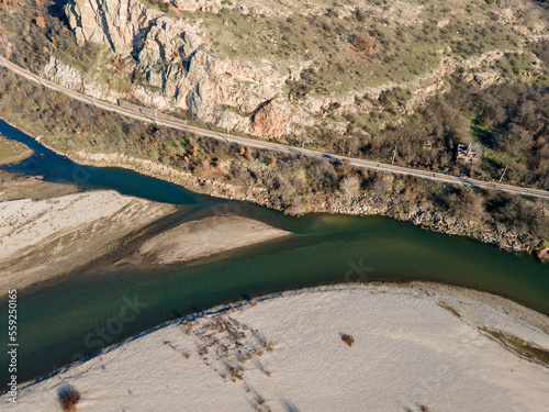 Aerial view of Struma river, Bulgaria photo