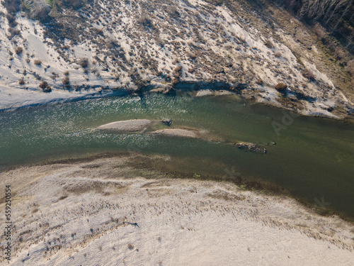 Aerial view of Struma river, Bulgaria photo