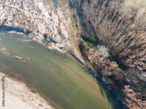 Aerial view of Struma river, Bulgaria photo