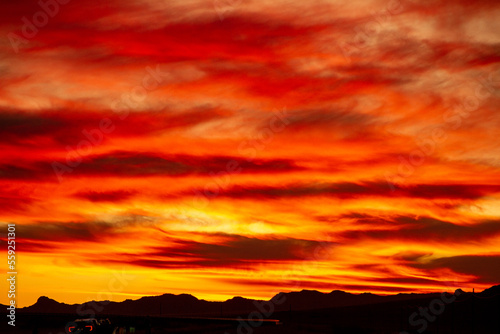 Fire coloured sunset, Namibia
