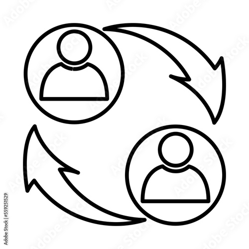 Peer to peer Icons with black outline style