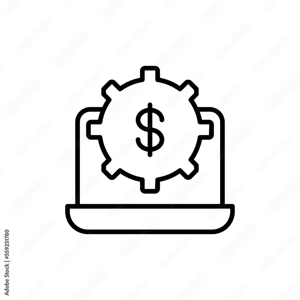 Fintech Icons with black outline style Fintech Icons with black outline style