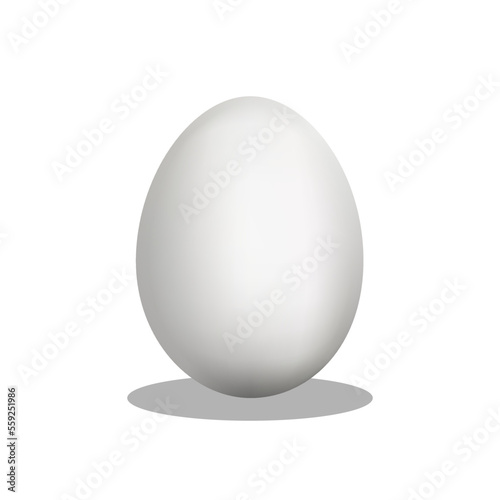One realistic white chicken egg. A template for the Easter holiday. Vector illustration. 3D illustration