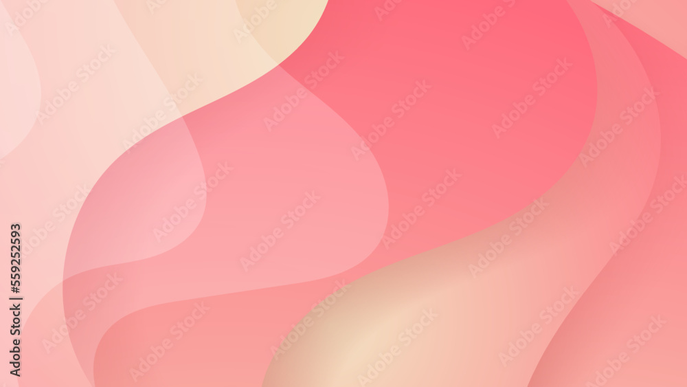 Abstract soft pink pastel gradient background with waves. Minimal pink modern shapes background for banner template.