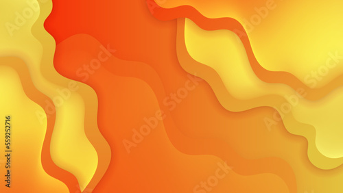 Abstract minimal colorful orange and yellow gradient background with curve and waves.