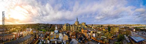 Aerial view of Rochester, a commuter town in the unitary authority of Medway in Kent, England photo