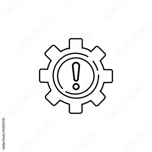 thin line failure icon with broken operational process. concept of repair or maintenance symbol. flat outline trend modern fault or disruption logotype graphic simple stroke design isolated on white