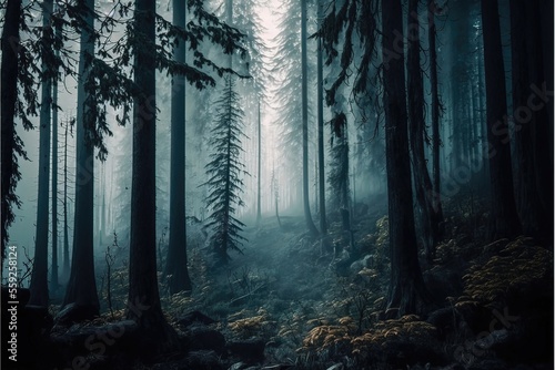 Foggy Forest Generative AI © Kanisorn