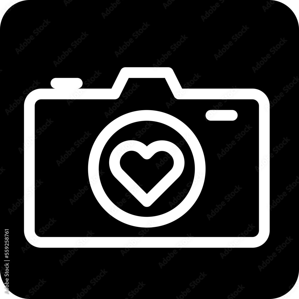 Solid camera love icon Solid camera love icon