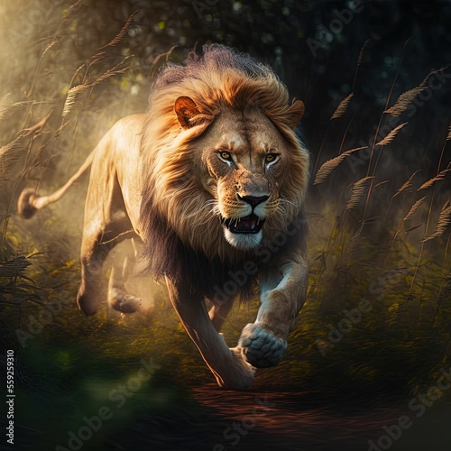 Fototapeta Lion in the Jungle | Lioness | Lions Fighting | King of the Jungle