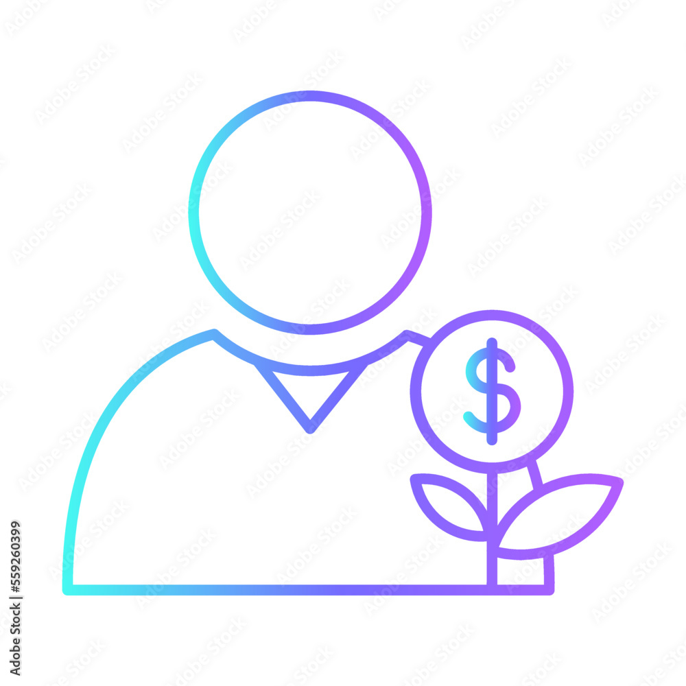 Investment Business People Icons with purple blue outline style Investment Business People Icons with purple blue outline style