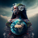 A portrait of mother earth as a woman
