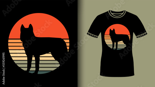Retro Siberian Husky dog t-shirt design in vintage style