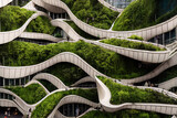 Splendid environmental awareness city with vertical forest concept of metropolis covered with green plants. Civil architecture and natural biological life combination. Digital art generative AI.