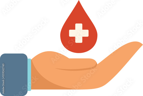 Donate blood drop icon flat vector. Charity help. Gift heart isolated