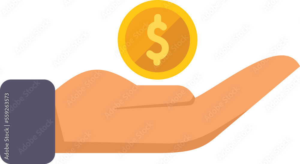 Donation coin icon flat vector. Charity help. Human money isolated Donation coin icon flat vector. Charity help. Human money isolated