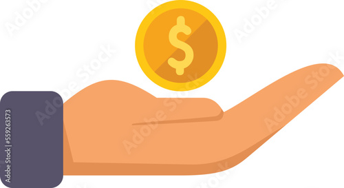 Donation coin icon flat vector. Charity help. Human money isolated