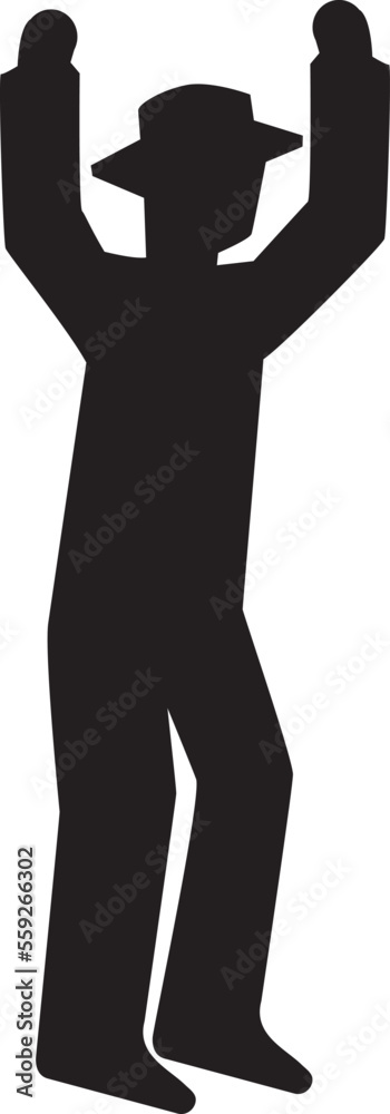 Fototapeta premium 手を挙げて喜ぶ男性のシルエット