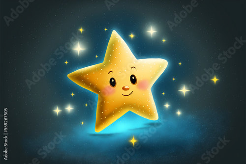 Twinkle little star illustration for design or kids. Generative AI.