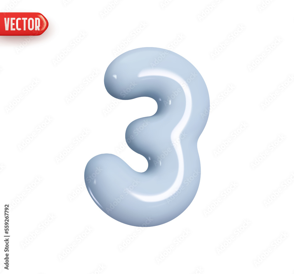 Number 3. Pink Number three. Realistic 3d design In cartoon style. Icon isolated on white background. vector illustration Number 3. Pink Number three. Realistic 3d design In cartoon style. Icon isolated on white background. vector illustration