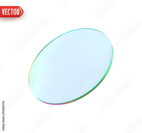 Round glass plates. Transparent Glass morphism with blur effect. Realistic 3d design. Blurred mirror. Vector illustration